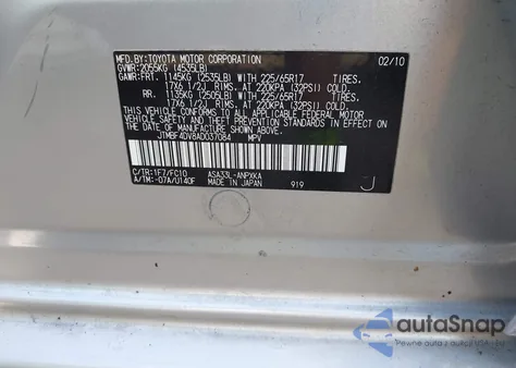 2010 Toyota Rav4 from USA, damaged, VIN JTMBF4DV8AD037084